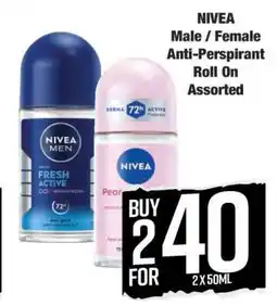 Boxer NIVEA Male / Female Anti-Perspirant Roll On Assorted offer