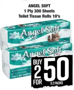 Boxer ANGEL SOFT 1 Ply 300 Sheets Toilet Tissue Rolls 10's offer