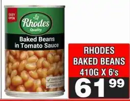 Advance Cash n Carry RHODES BAKED BEANS 410G X 6's offer