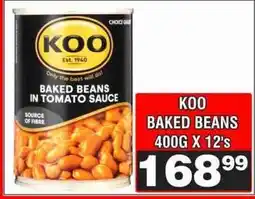 Advance Cash n Carry KOO BAKED BEANS 400G X 12's offer