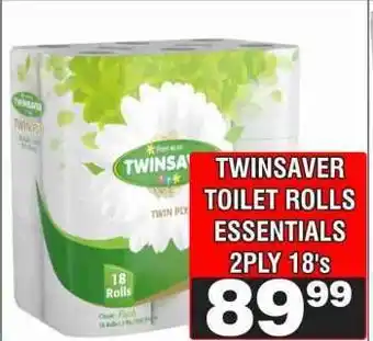TWINSAVER TOILET ROLLS ESSENTIALS 2PLY 18's