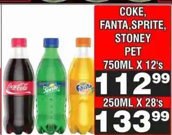 Advance Cash n Carry Coke, Fanta, Sprite, Stoney PET offer