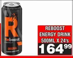Advance Cash n Carry REBOOST ENERGY DRINK 500ML X 24's offer