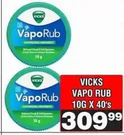 Advance Cash n Carry VICKS VAPO RUB 10G X 40's offer