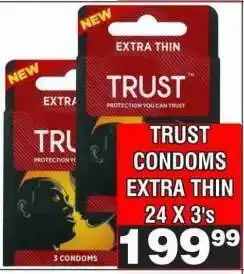 Advance Cash n Carry TRUST CONDOMS EXTRA THIN 24 X 3's offer