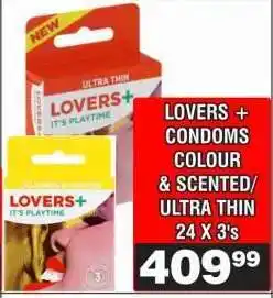 Advance Cash n Carry LOVERS + CONDOMS COLOUR & SCENTED/ULTRA THIN 24 X 3's offer