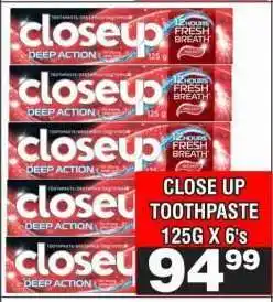 Advance Cash n Carry CLOSE UP TOOTHPASTE 125G X 6'S offer