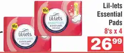 Advance Cash n Carry Lil-lets Essential Pads 8's x 4 offer