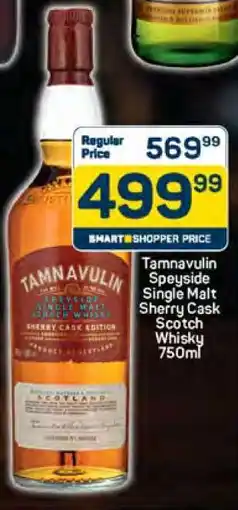 Pick n Pay Tamnavulin Speyside Single Malt Sherry Cask Scotch Whisky 750ml offer
