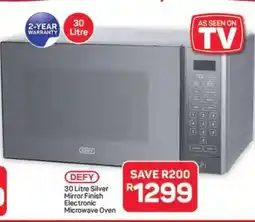 Pick n Pay Hypermarket DEFY 30 Litre Silver Mirror Finish Electronic Microwave Oven offer