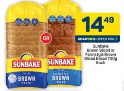 Pick n Pay Hypermarket Sunbake Brown Sliced or Farmstyle Brown Sliced Bread 700g offer