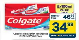 Pick n Pay Hypermarket Colgate Triple Action Toothpaste 2 x 100ml Value Pack offer