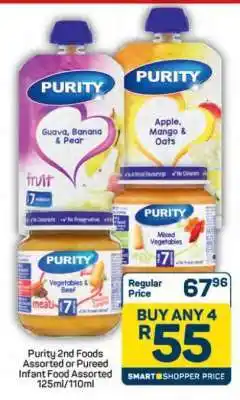 Pick n Pay Hypermarket Purity 2nd Foods Assorted or Pureed Infant Food Assorted 125ml/110ml offer
