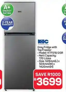 Pick n Pay Hypermarket Grey Fridge with Top Freezer offer