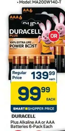 Pick n Pay Hypermarket Duracell Plus Alkaline AA or AAA Batteries 6-Pack Each offer