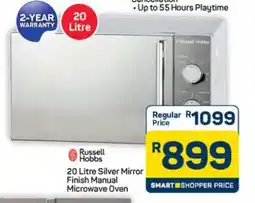 Pick n Pay Hypermarket Russell Hobbs 20 Litre Silver Mirror Finish Manual Microwave Oven offer