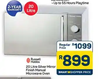 Pick n Pay Hypermarket Russell Hobbs 20 Litre Silver Mirror Finish Manual Microwave Oven offer