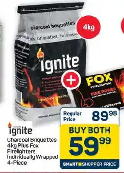 Pick n Pay Hypermarket Charcoal Briquettes 4kg Plus Fox Firelighters 4-Piece offer