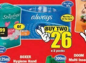 Boxer Always sanitary pads 2 offer