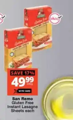 Checkers San Remo Gluten Free Instant Lasagne Sheets offer