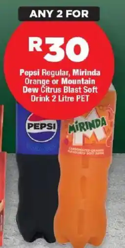 OK Foods Pepsi Regular, Mirinda Orange or Mountain Dew Citrus Blast Soft Drink offer