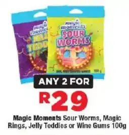 OK Foods Magic Moments Sour Worms, Magic Rings, Jelly Teddies or Wine Gums offer