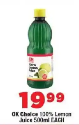 OK Foods OK Choice 100% Lemon Juice offer
