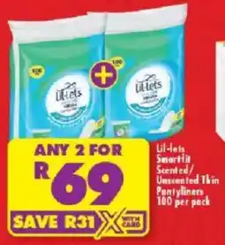 Shoprite Lil-lets Smartfit Scented/ Unscented Thin Pantyliners offer