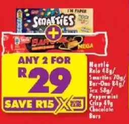 Shoprite Nestle Rolo/ Smarties/ Bar-One/ Tex/ Peppermint Crisp Chocolate Bars offer