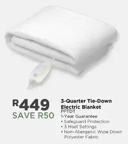 House & Home Pure Pleausre 3-Quarter Tie-Down Electric Blanket offer
