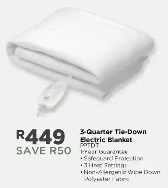 Pure Pleausre 3-Quarter Tie-Down Electric Blanket