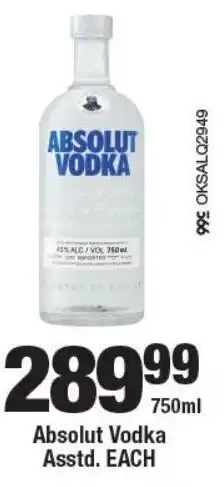 OK Liquor Absolut Vodka offer