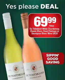 OK Liquor Du Toitskloof White Chardonnay, Chenin Blanc, Rosé Pinotage or Sauvignon Blanc Wine offer