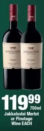 OK Liquor Jakkalsvlei Merlot or Pinotage Wine offer