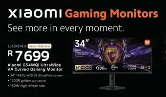 Computer Mania Xiaomi G34WQi UltraWide VA Curved Gaming Monitor offer