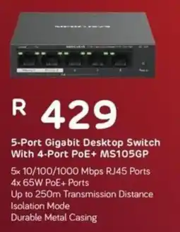Computer Mania Mercusys 5-Port Gigabit Desktop Switch With 4-Port PoE+ offer
