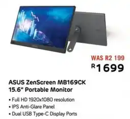 Computer Mania Asus ZenScreen MB169CK 15.6" Portable Monitor offer