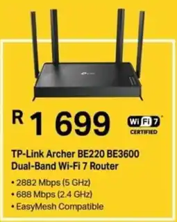 Computer Mania TP-Link Archer BE220 BE3600 Dual-Band Wi-Fi 7 Router offer