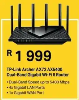 Computer Mania TP-Link Archer AX72 AX5400 Dual-Band Gigabit Wi-Fi 6 Router offer