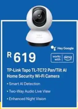 Computer Mania TP-Link Tapo TL-TC72 Pan/ Tilt Al Home Security Wi-Fi Camera offer