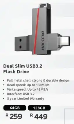 Computer Mania Hiksemi Dual Slim USB3.2 Flash Drive offer