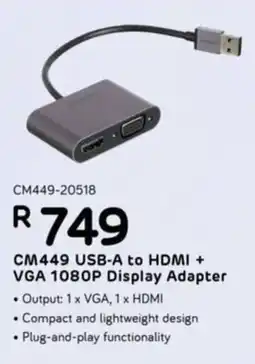 Computer Mania UGreen CM449 USB-A to HDMI + VGA 1080P Display Adapter offer