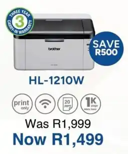 Computer Mania Brother Black and White Laser Printer HL-1210W offer