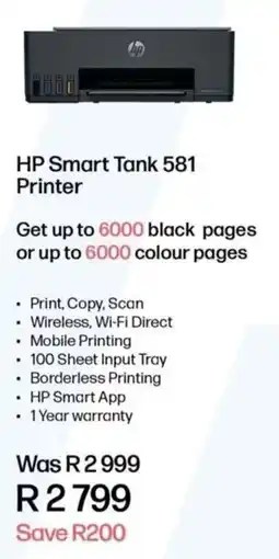 Computer Mania HP Smart Tank 581 Printer offer