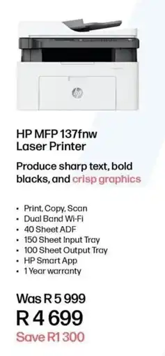 Computer Mania HP MFP 137fnw Laser Printer offer