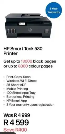Computer Mania HP Smart Tank 530 Printer offer