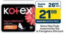 Pick n Pay Kotex Maxi Pads Assorted or Pantyliners offer