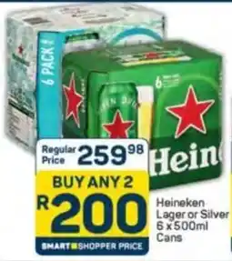 Pick n Pay Heineken Lager or Silver Cans offer