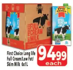 Supa Store First Choice Long life Full Cream/Low Fat/Skim Milk 6x1L offer