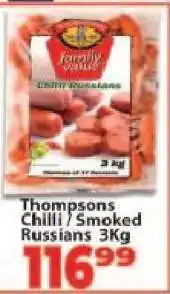 Supa Store Thompsons Chilli Smoked Russians 3Kg offer